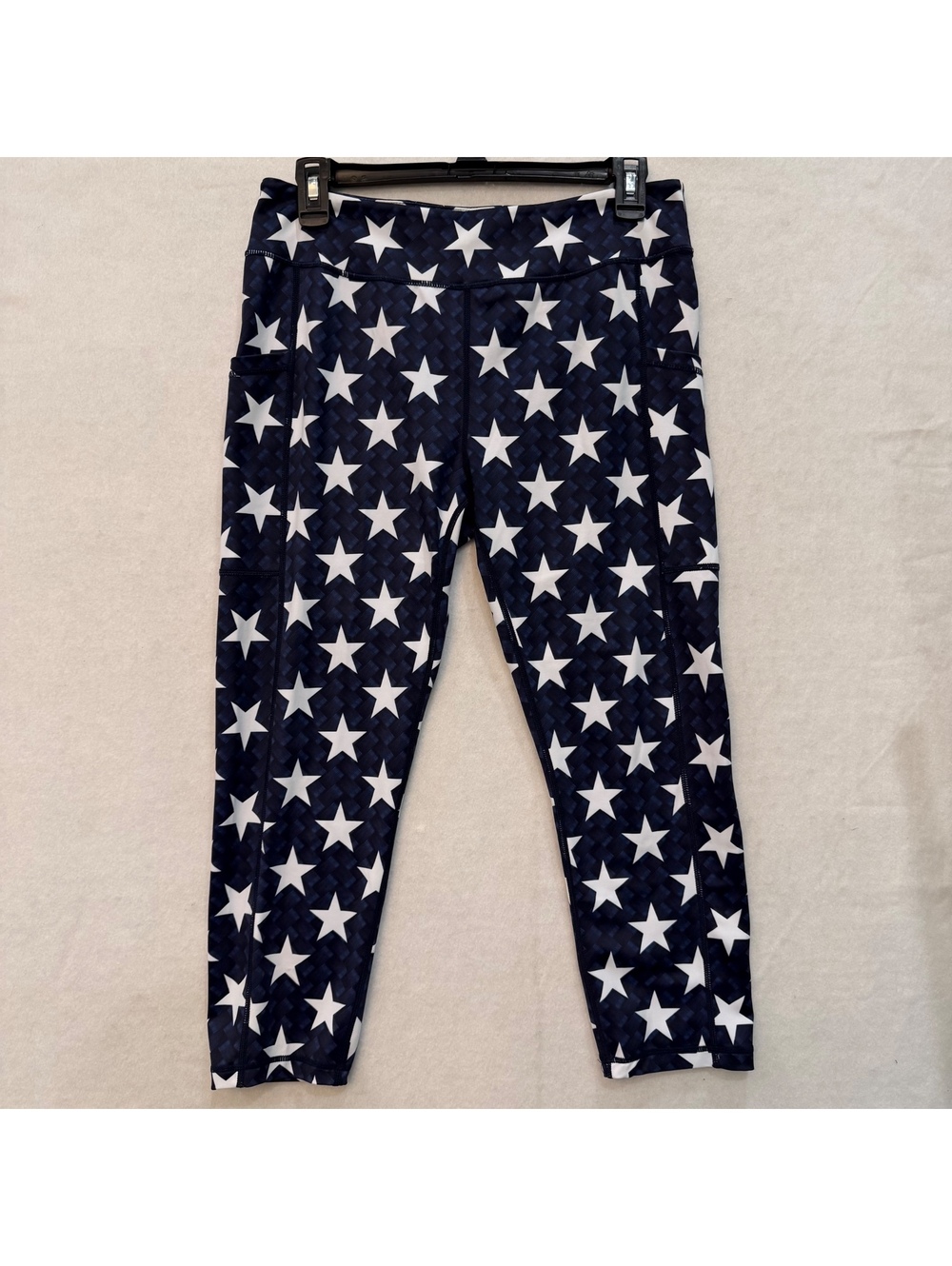 Constantly Varied Gear Capri Leggings Size Large Starstruck Blue w/ White Stars